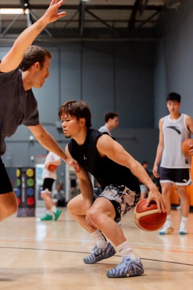 One-on-one, both players competing.